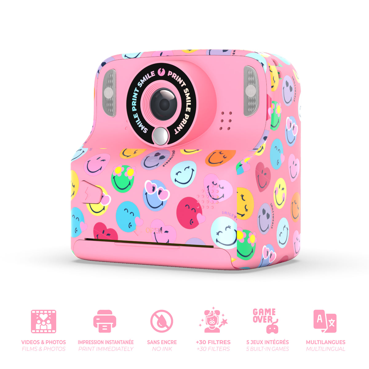 PixiSmiley MOB digital camera with printing function – pink