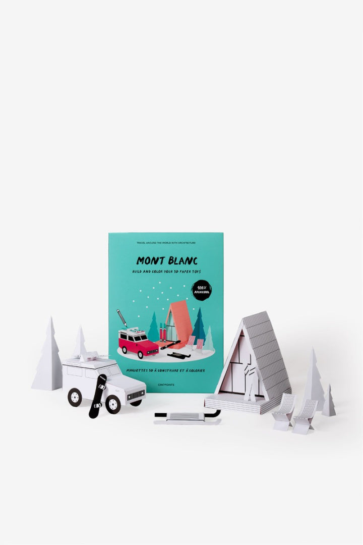papierowy model do składania Mont Blanc zestaw kreatywny z samochodem i namiotem do samodzielnego montażu