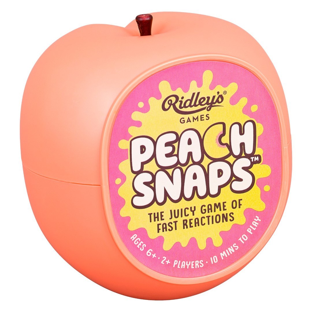 Gra karciana Peach Snaps w opakowaniu w kształcie brzoskwini od BV JACOB COMPANY