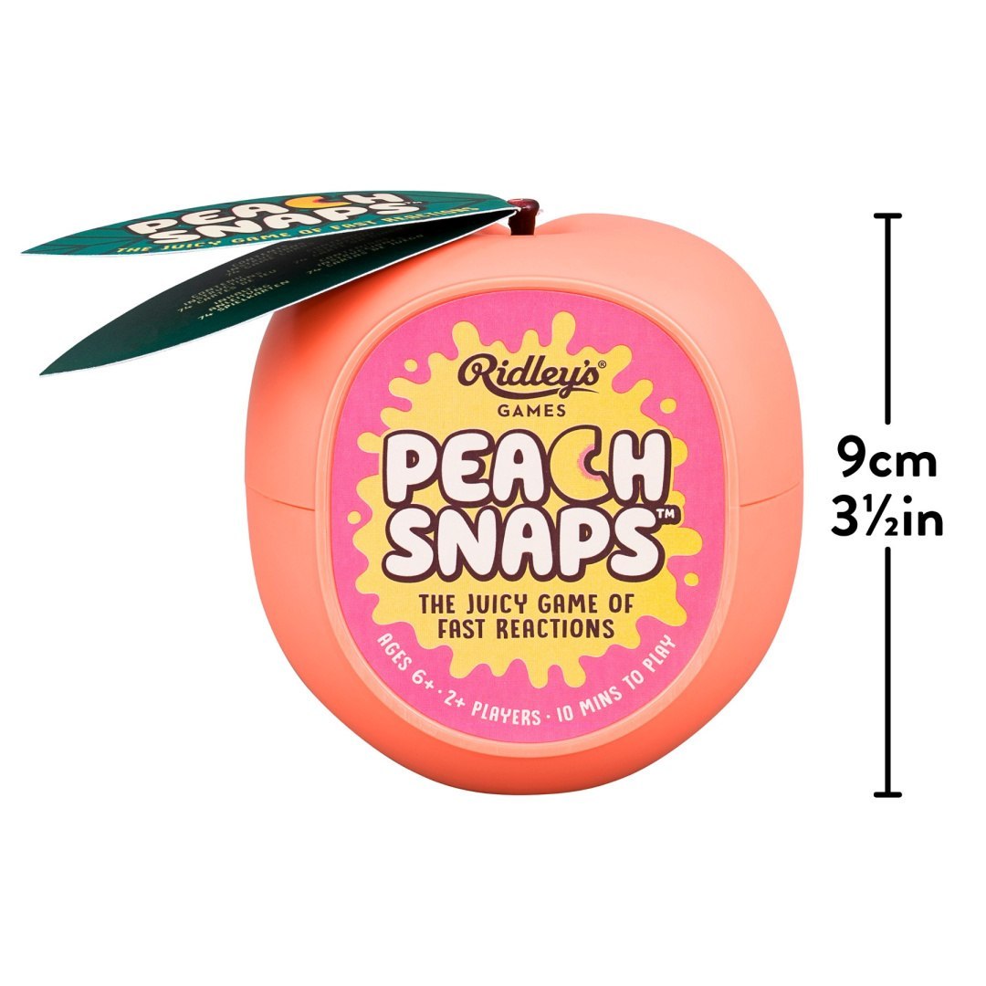 Gra karciana Peach Snaps w pomarańczowym opakowaniu o wymiarach 9 cm od BV JACOB COMPANY