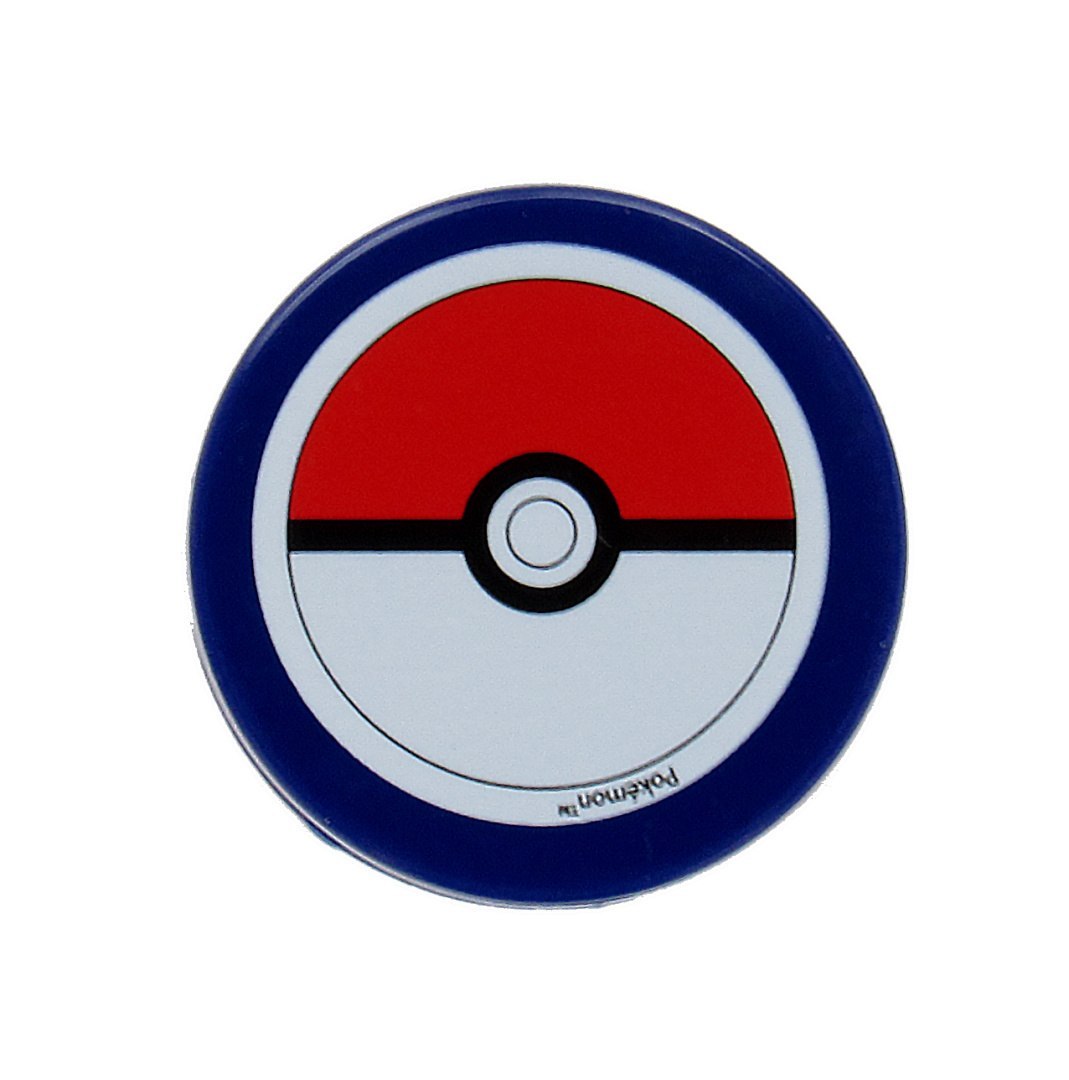 Estuche Pokémon redondo con equipamiento con el motivo de Pokeball sobre un fondo azul