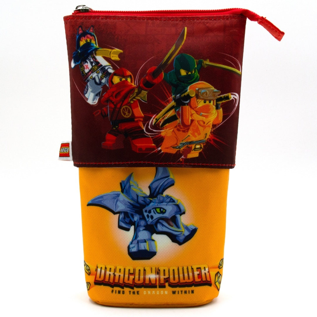 Piórnik LEGO Ninjago Dragon Power z nadrukiem postaci ninja i smoka z zamkiem błyskawicznym