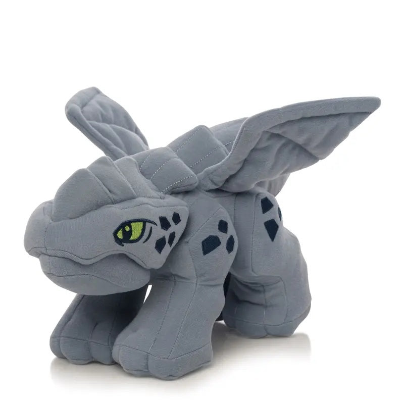 Pluszak LEGO Ninjago smok w szarym kolorze z zielonymi oczami i rozłożystymi skrzydłami