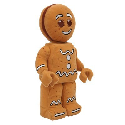 Pluszak LEGO Piernikowy Ludek w kształcie figurki piernikowego ludzika z nadrukiem białych zdobień