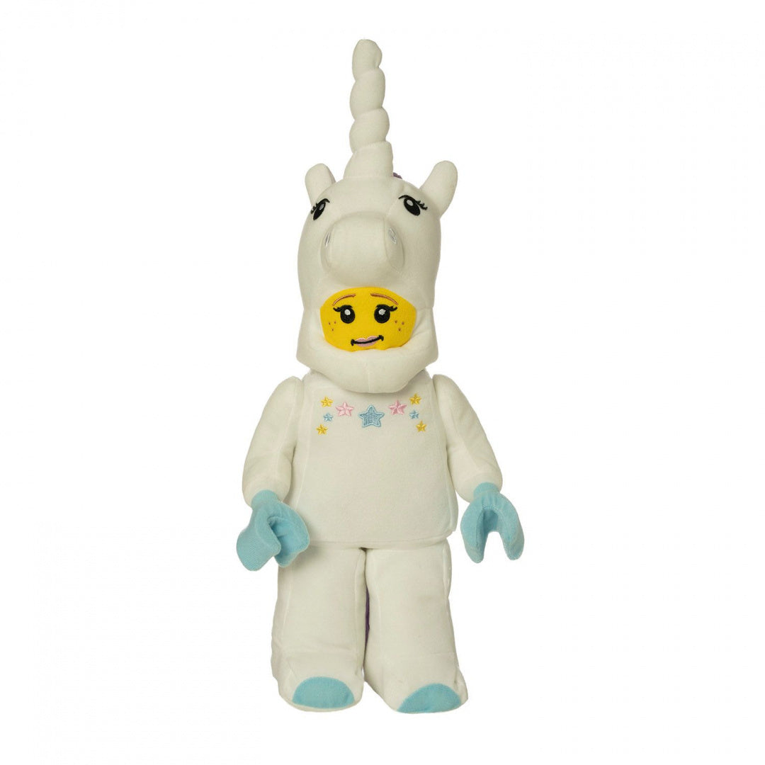 Pluszak LEGO jednorożec biała maskotka z motywem jednorożca i uroczym wyrazem twarzy