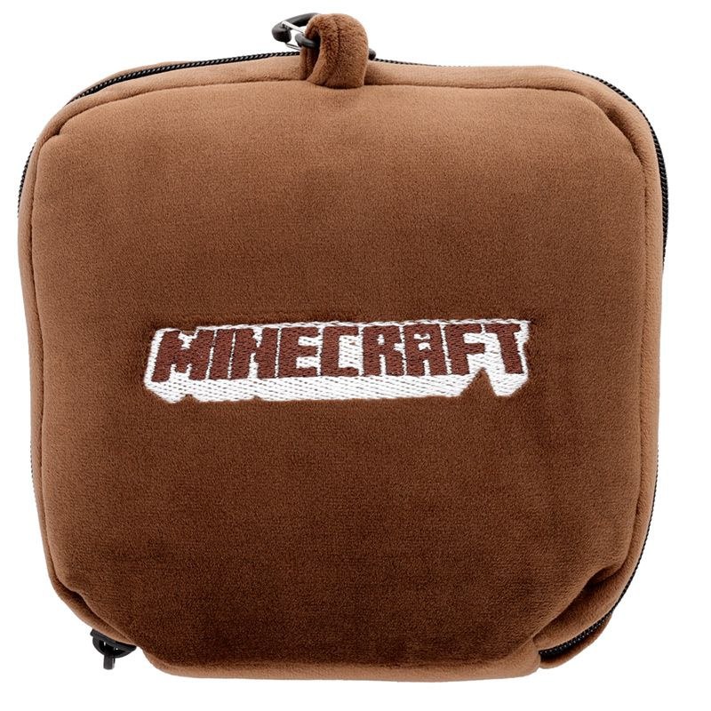 Brązowa pluszowa poduszka podróżna Enderman z haftowanym logo Minecraft