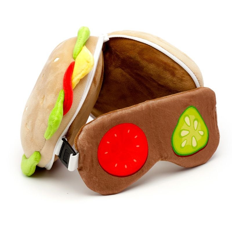Pluszowa poduszka podróżna burger z miękkiego materiału w kształcie burgera z warzywami