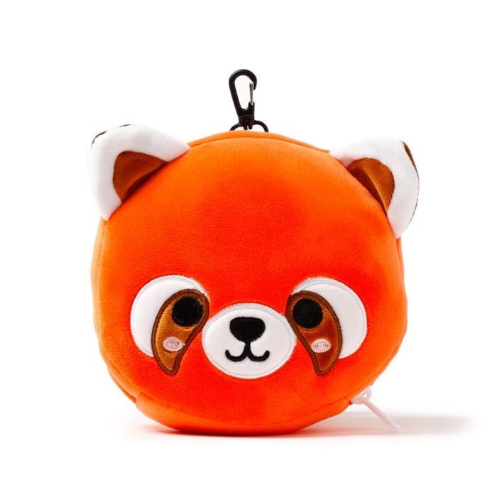 Pluszowa poduszka podróżna panda w kształcie czerwonego misia z zaczepem od Puckator