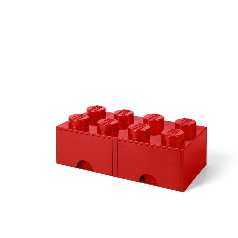 Czerwona szuflada LEGO Brick 8 z dwoma przegródkami do przechowywania klocków i akcesoriów