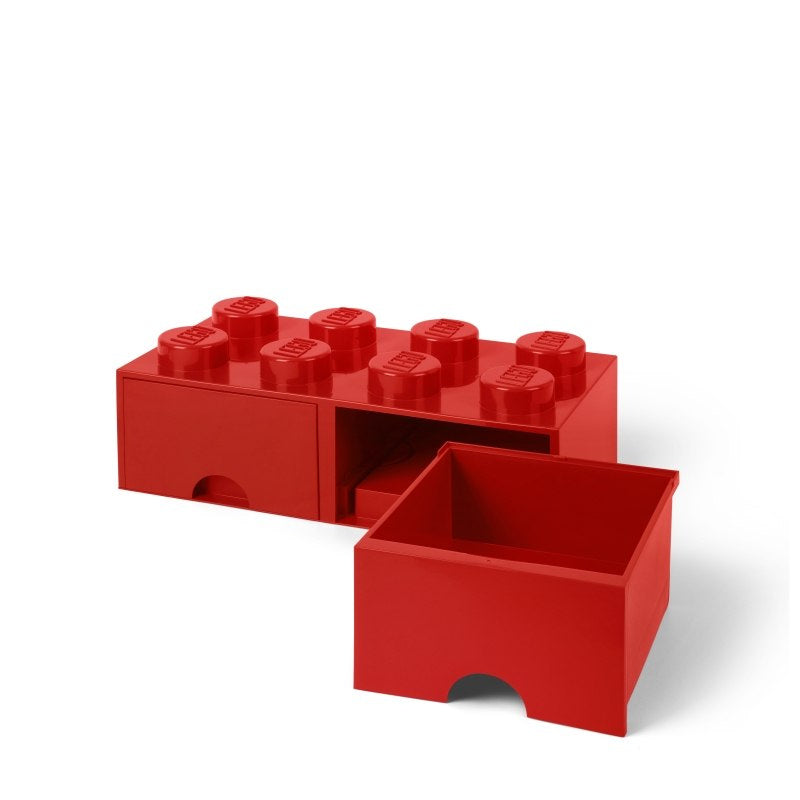 szuflada LEGO Brick 8 czerwona z małymi pojemnikami na klocki do przechowywania