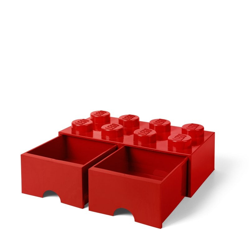 Szuflada LEGO Brick 8 czerwona z dwiema wysuwanymi przegródkami do przechowywania