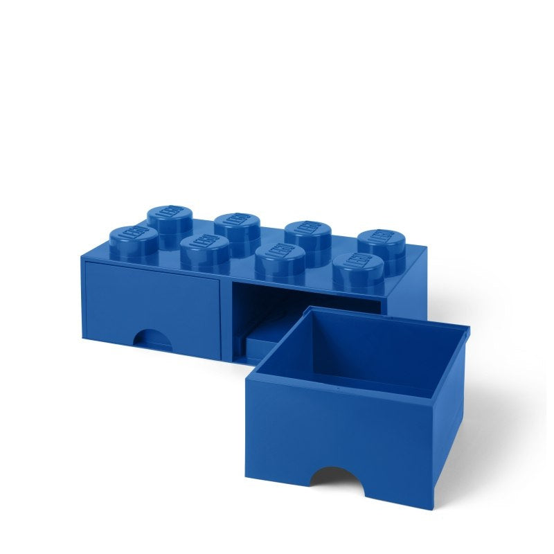 Szuflada LEGO Brick 8 niebieska w kształcie klocka LEGO z dwoma wysuwanymi przegródkami