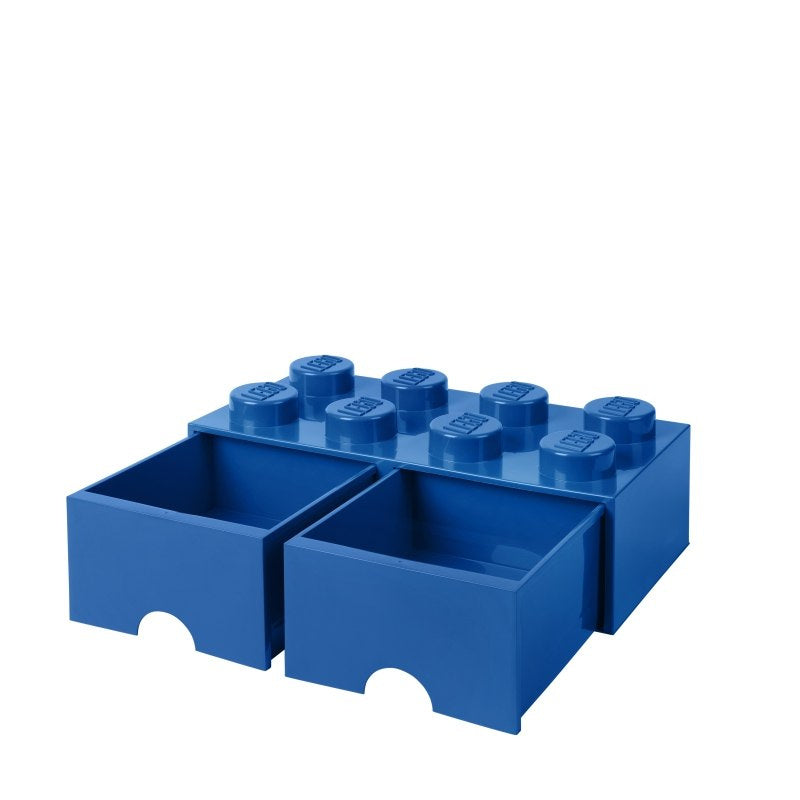 Niebieska szuflada LEGO Brick 8 z dwiema wysuwanymi przegródkami do przechowywania klocków
