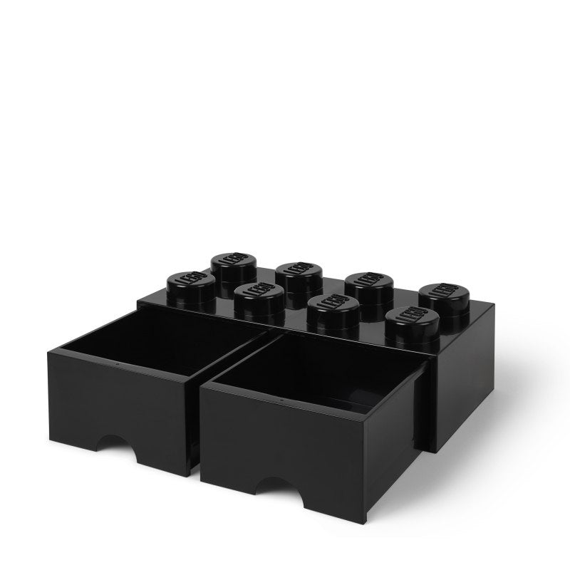 Szuflada LEGO Brick 8 czarna z dwoma wysuwanymi pojemnikami do przechowywania klocków