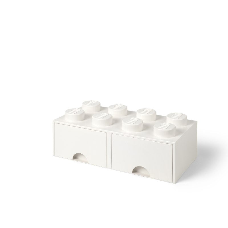 Biała szuflada klocek LEGO Brick 8 biały z dwoma przegródkami do przechowywania