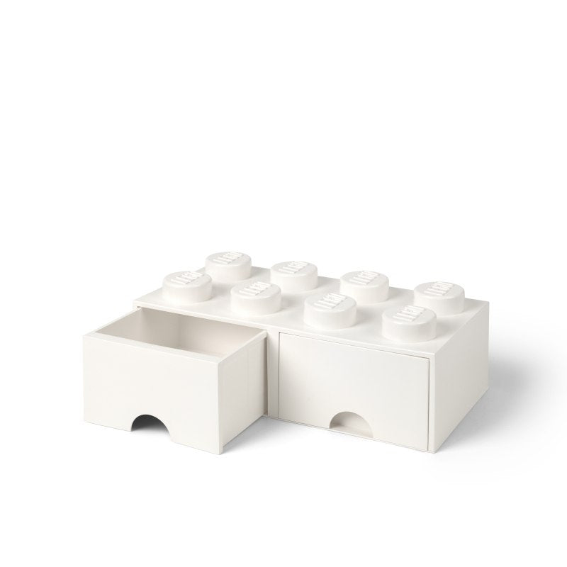 biała szuflada klocek LEGO Brick 8 biały z dwiema wysuwanymi przegródkami