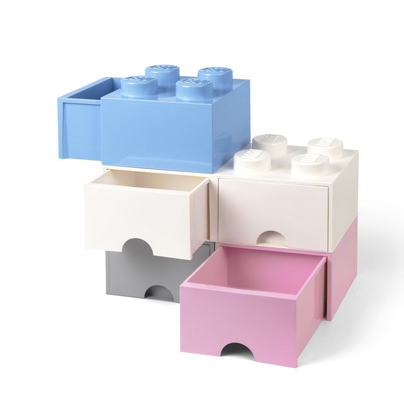 Kolorowa szuflada LEGO na klocki z pięcioma wyjmowanymi pojemnikami w kształcie klocków
