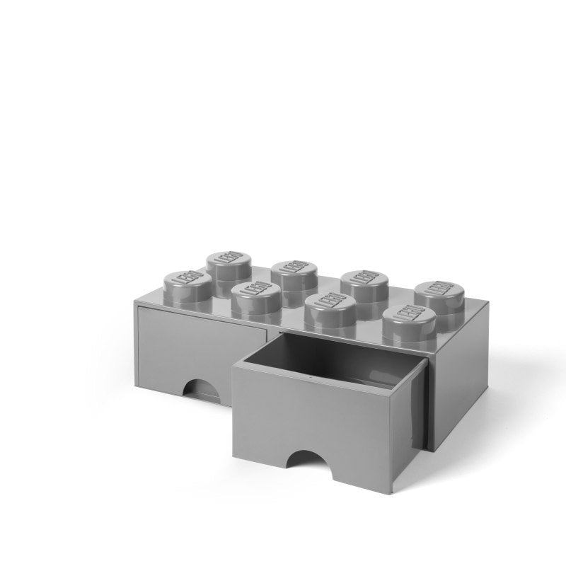 Szara szuflada LEGO dla dzieci w kształcie klocka do przechowywania drobnych przedmiotów