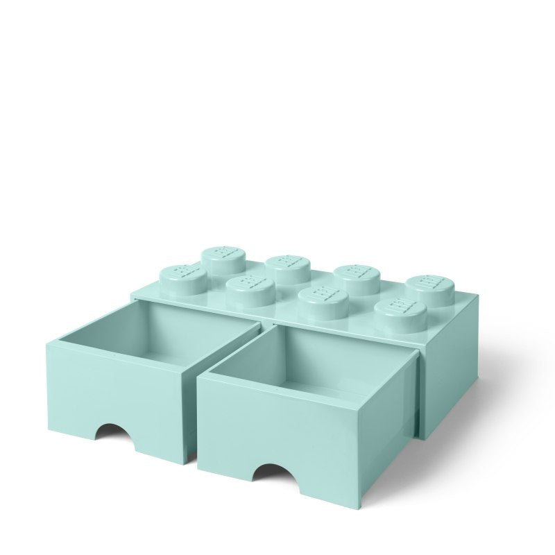 Szuflada LEGO Brick 8 morski w kolorze morskim z dwiema wysuwanymi przegródkami do organizacji