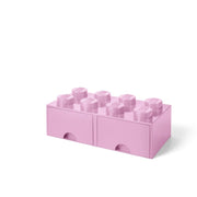 Różowa szuflada LEGO na zabawki jasnoróżowa z dwiema przechowywaniami klocków do pokoju dziecięcego