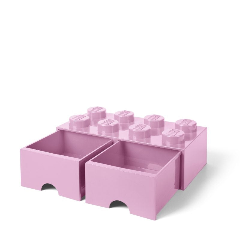 Szuflada LEGO na zabawki jasnoróżowa z dwiema pojemnymi przegródkami na drobne przedmioty