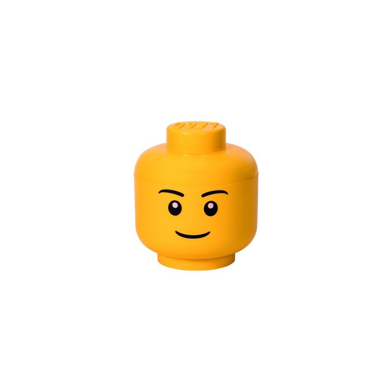 Pojemnik LEGO duża głowa chłopiec żółty z uśmiechniętą twarzą do przechowywania klocków