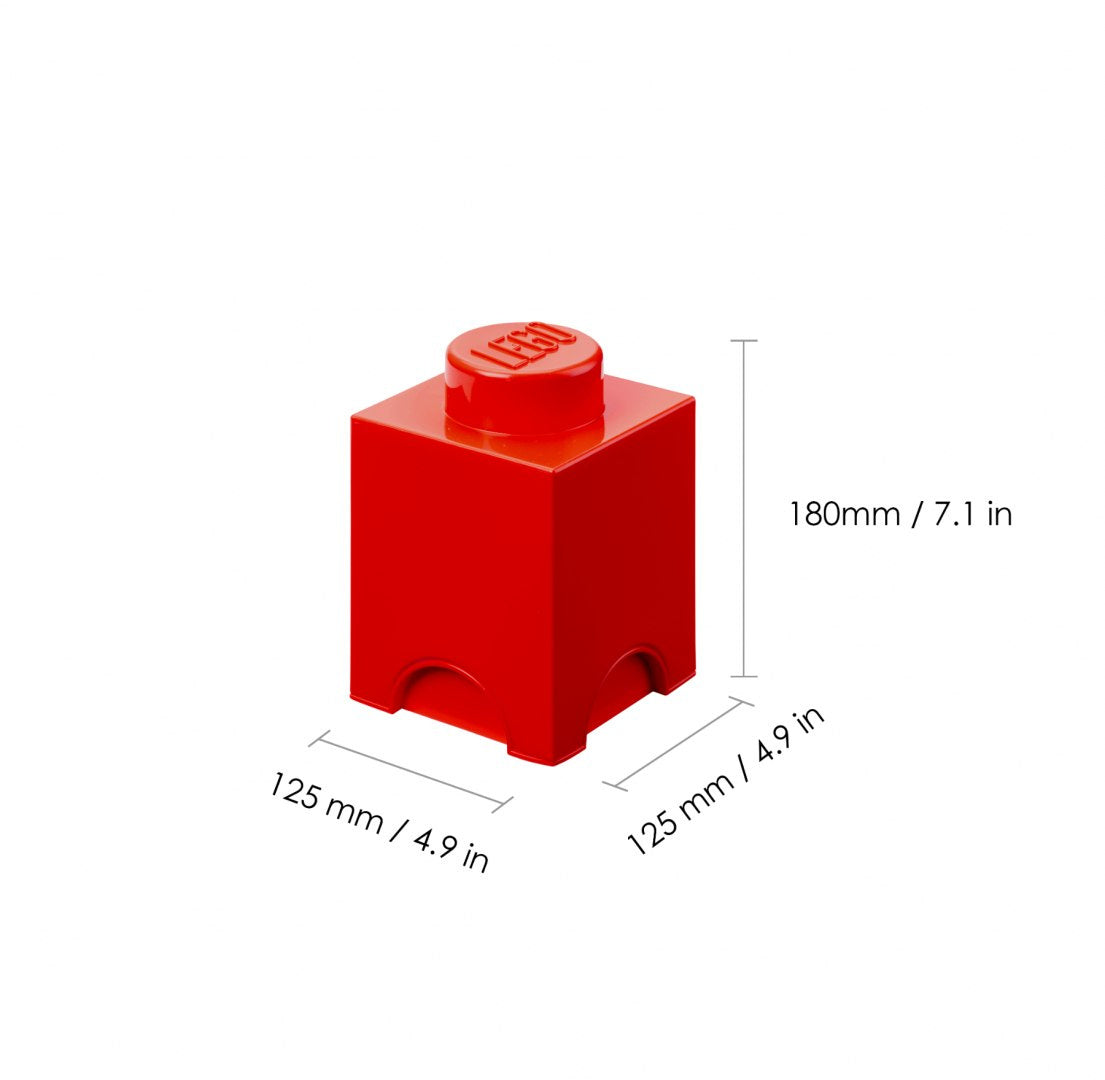 Czerwony pojemnik LEGO na klocki o wymiarach 180x125x125 mm idealny do przechowywania