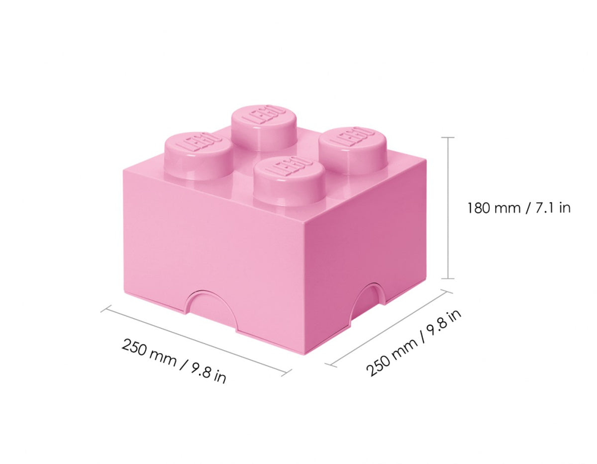 Pojemnik LEGO Brick 4 jasnoróżowy do przechowywania z wymiarami 25x25x18 cm