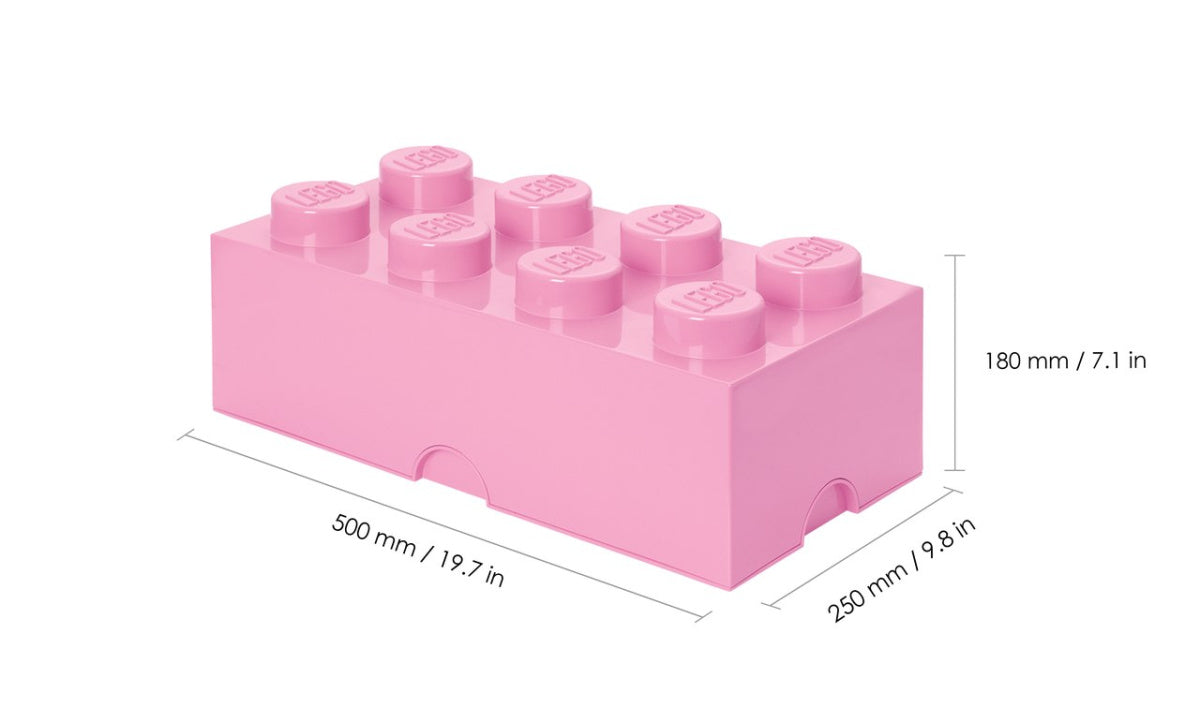 Pojemnik LEGO Brick 8 jasnoróżowy z 8 wypustkami do przechowywania zabawek i klocków