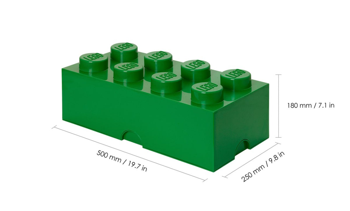 Zielony pojemnik LEGO klocek 8 z ośmioma wypustkami do przechowywania zabawek i akcesoriów