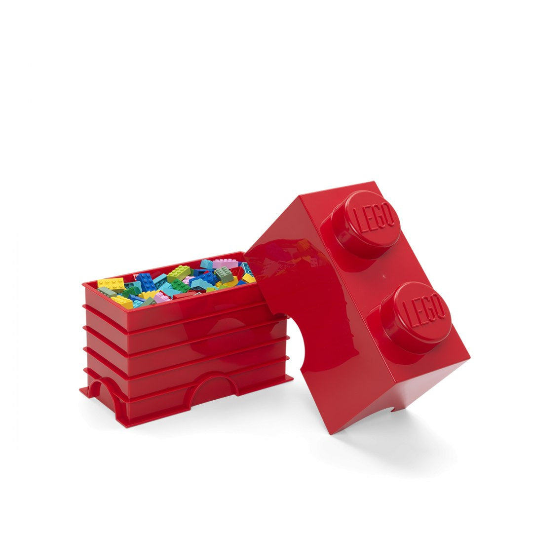 Pojemnik LEGO czerwony w kształcie klocka z zabawkami do przechowywania klocków