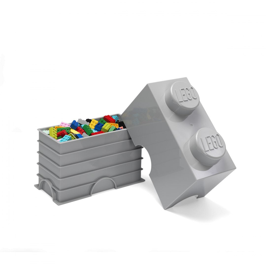 Szary pojemnik LEGO Brick szary do przechowywania klocków LEGO z wyjmowaną pokrywą