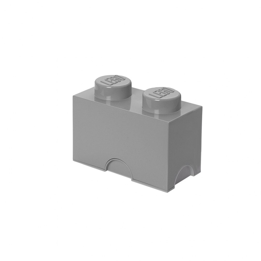 LEGO pojemnik LEGO Brick szary w kształcie dwustudowego klocka do przechowywania z logo LEGO na wypustkach