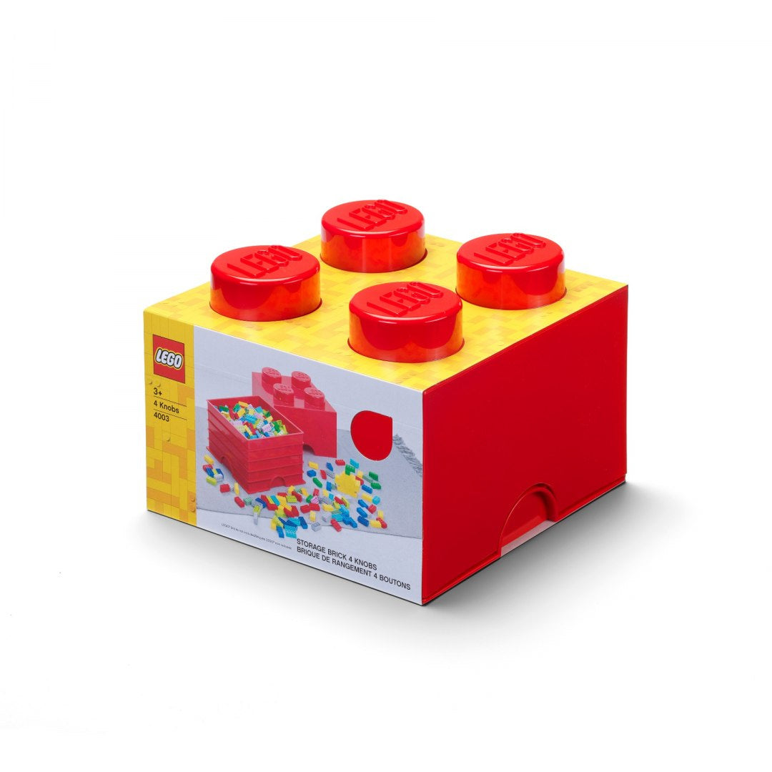Czerwony pojemnik LEGO Brick 4 czerwony do przechowywania klocków LEGO z czterema nóżkami