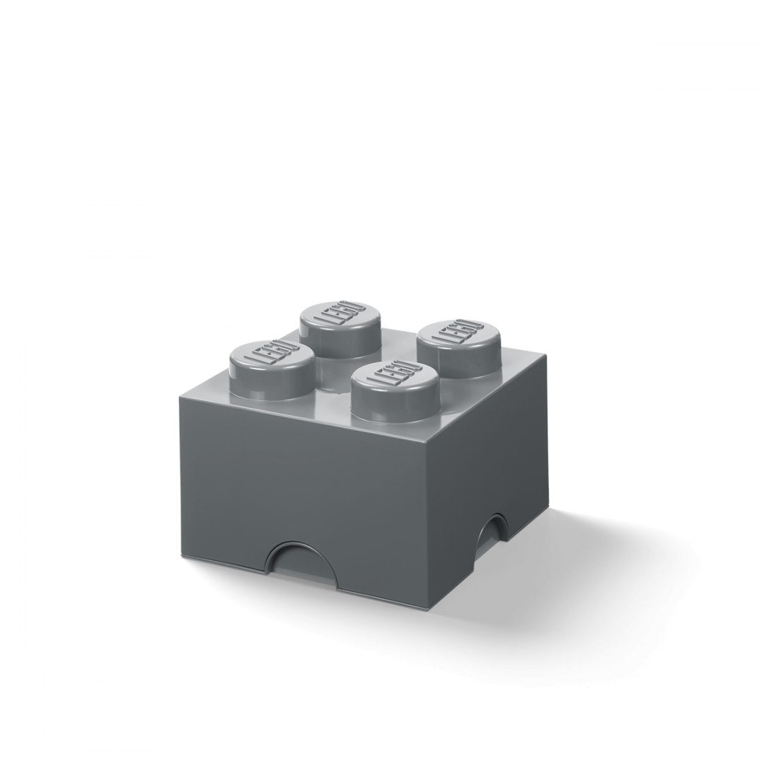 Pojemnik LEGO Brick 4 ciemnoszary w kształcie klocka z czterema wypustkami do przechowywania