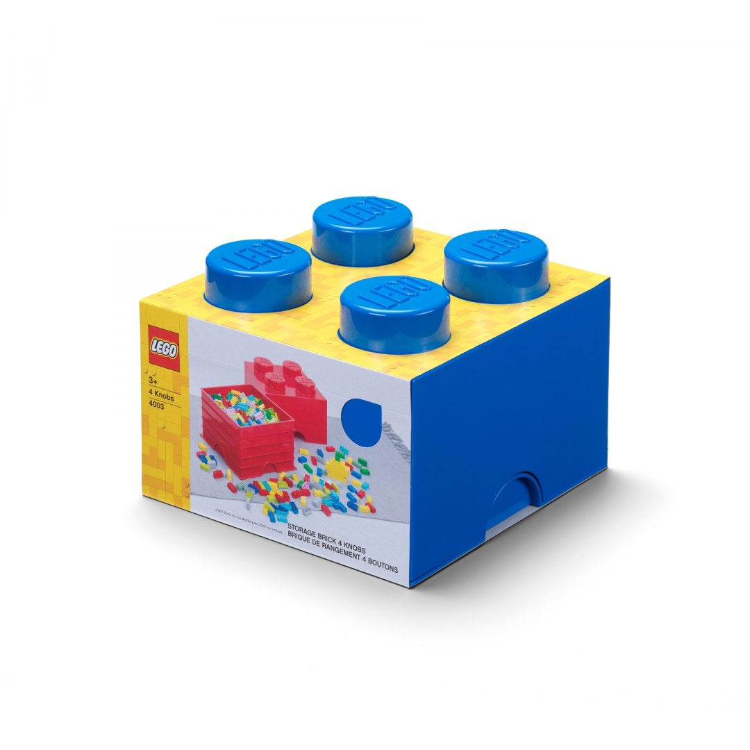 Niebieski pojemnik LEGO Brick 4 do przechowywania klocków LEGO, oryginalny produkt LEGO