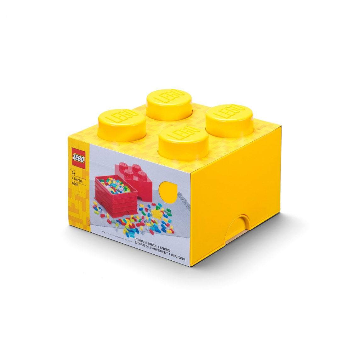 Żółty pojemnik LEGO na zabawki w kształcie klocka do przechowywania LEGO i zabawek