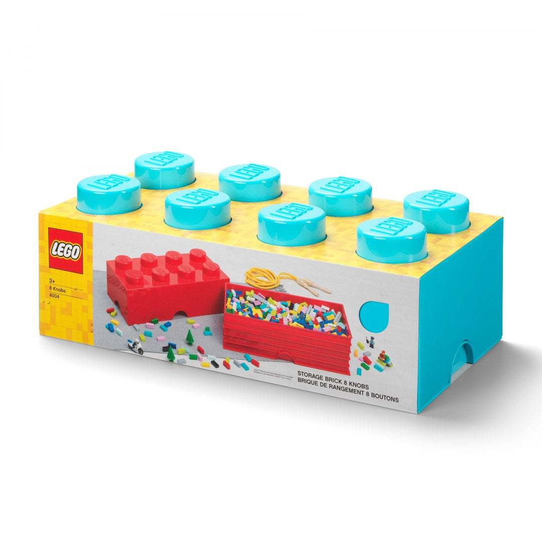 Lazurowy pojemnik LEGO Brick 8 z 8 wieżyczkami do przechowywania klocków LEGO