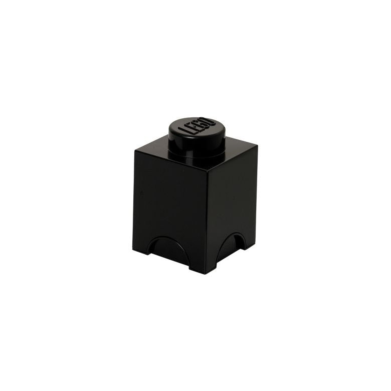 Pojemnik LEGO czarny kształtem przypominający klocka z logo LEGO na górze
