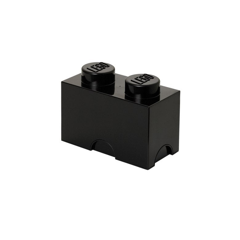 Czarny pojemnik LEGO Brick 2 czarny w kształcie klasycznej cegiełki LEGO do przechowywania