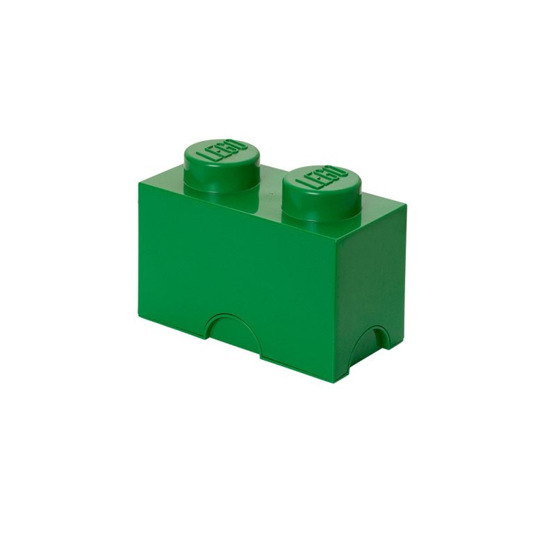 Zielony pojemnik LEGO na zabawki w kształcie klasycznej cegiełki LEGO do przechowywania klocków