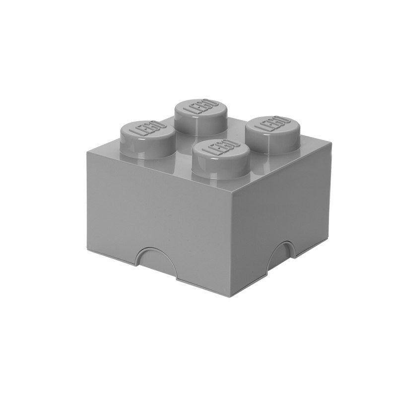 Pojemnik LEGO Brick 4 szary w kształcie klocka z logo LEGO na wieczku