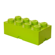 Pojemnik LEGO klocek jasnozielony do przechowywania z logo LEGO na wieczku