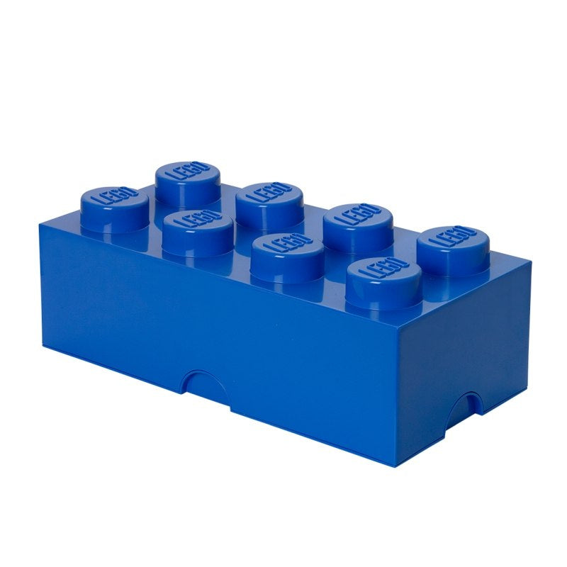 Pojemnik LEGO Brick 8 niebieski w kształcie klocka LEGO do przechowywania z logo LEGO na wypustkach
