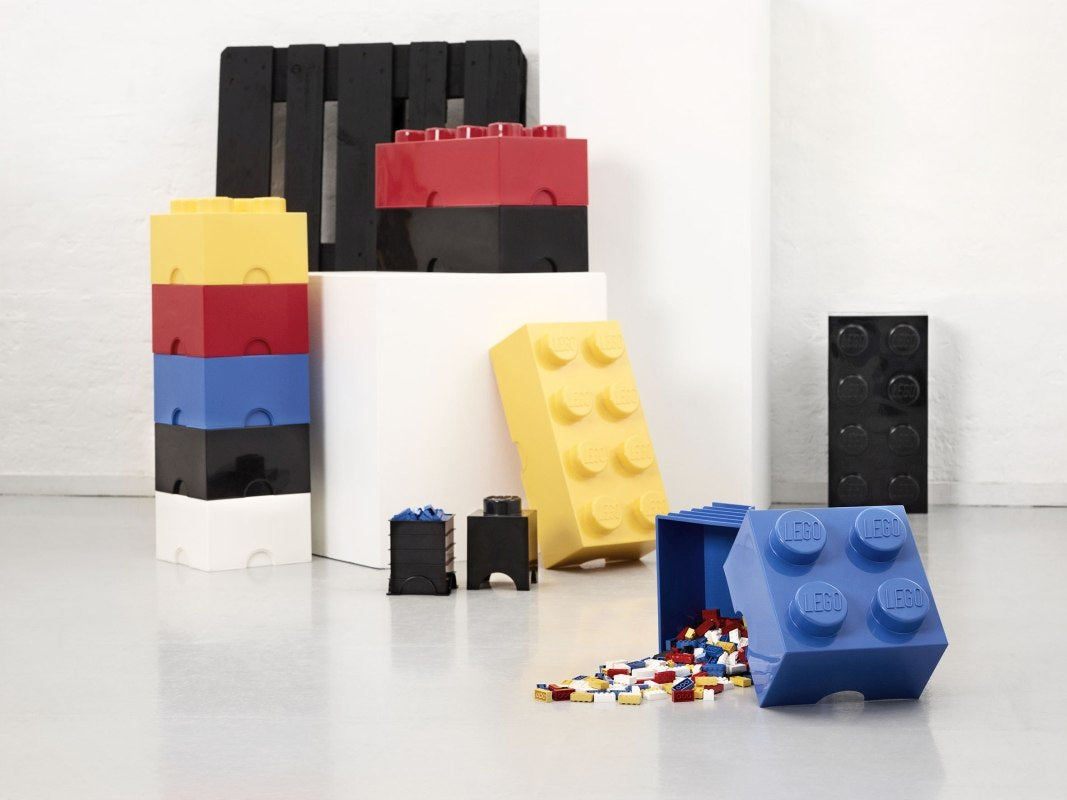 Pojemnik LEGO Brick 8 żółty na klocki do przechowywania z kolorowymi dużymi klockami LEGO