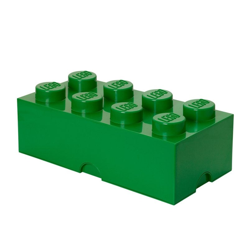 Zielony pojemnik LEGO klocek 8 z logo LEGO do przechowywania klocków i zabawek