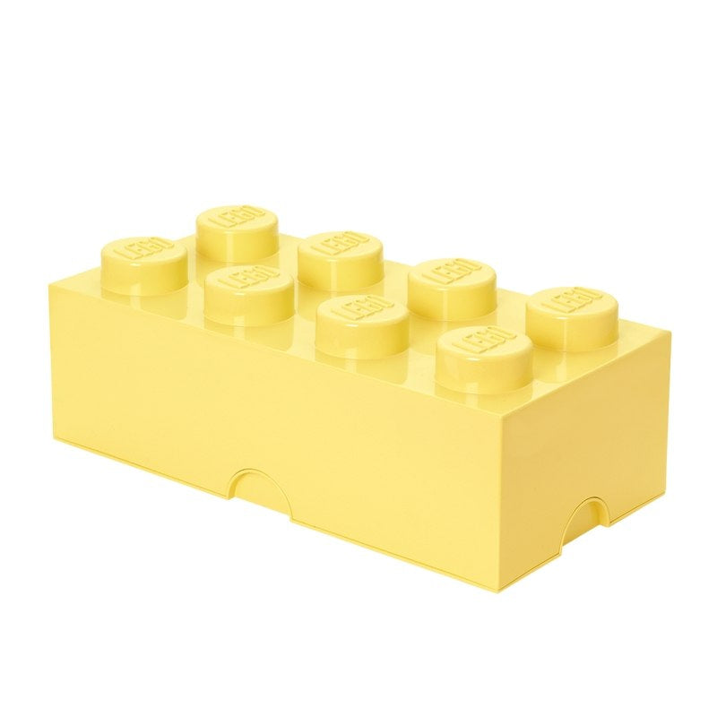 Żółty pojemnik LEGO na klocki w kształcie dużej cegiełki na zabawki i organizację