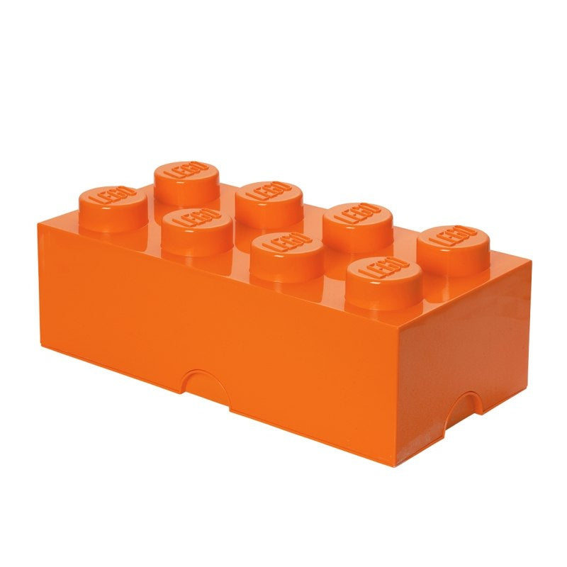Pomarańczowy pojemnik LEGO brick 8 ośmioczęściowy na drobne elementy i zabawki