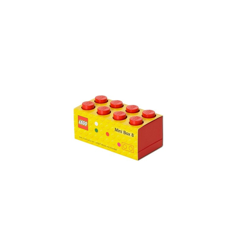 minipudełko LEGO 8 czerwone w kształcie klocka do przechowywania akcesoriów LEGO