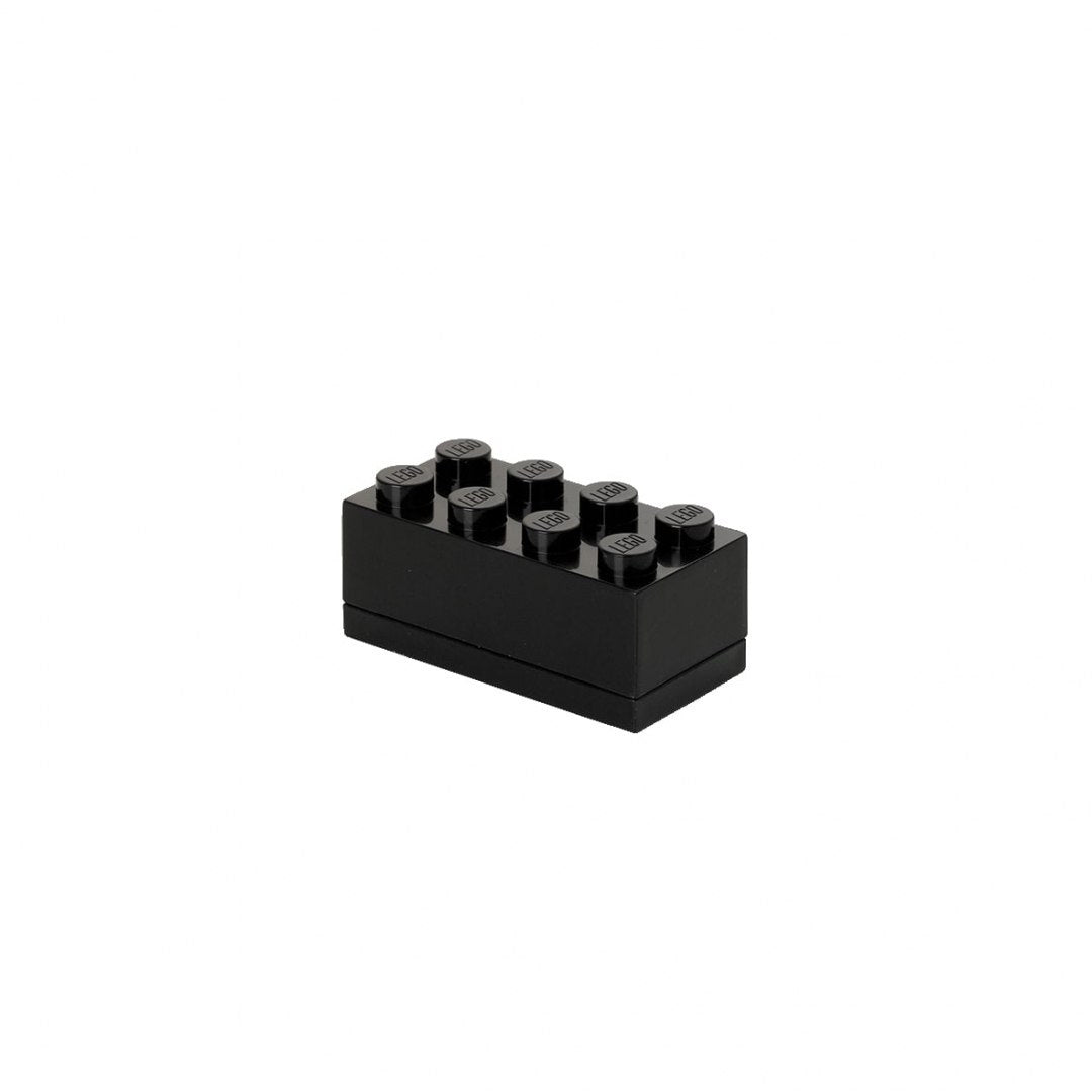 Czarne minipudełko LEGO czarne w kształcie klasycznej klockowej cegiełki